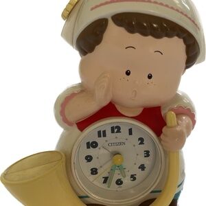 Vintage Citizen Alarm Clock Child with Swiss Horn Very Loud  Alarm 6 1/2" tall